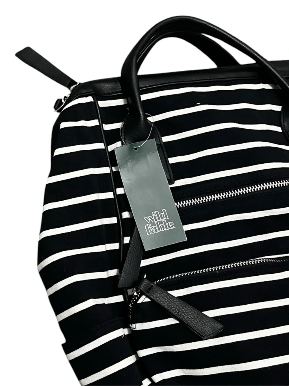 wild fable Black Backpack with Green Logo Tag